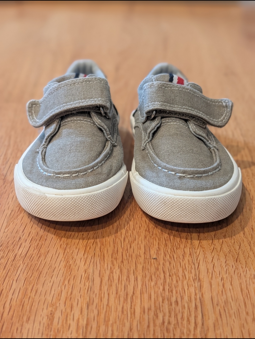 Kids Gray Canvas Hook-and-Loop Sneakers/Boat Shoes
